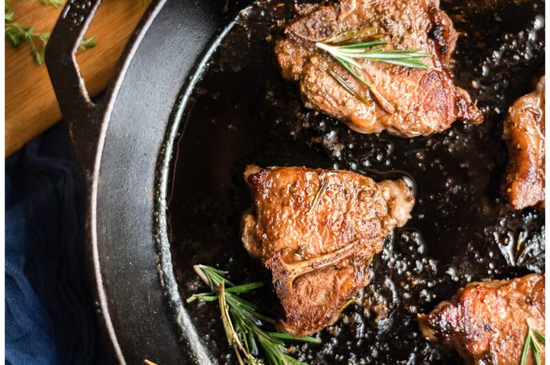 Cast Iron Skillet Lamb Chops with Lemony Herb Marinade