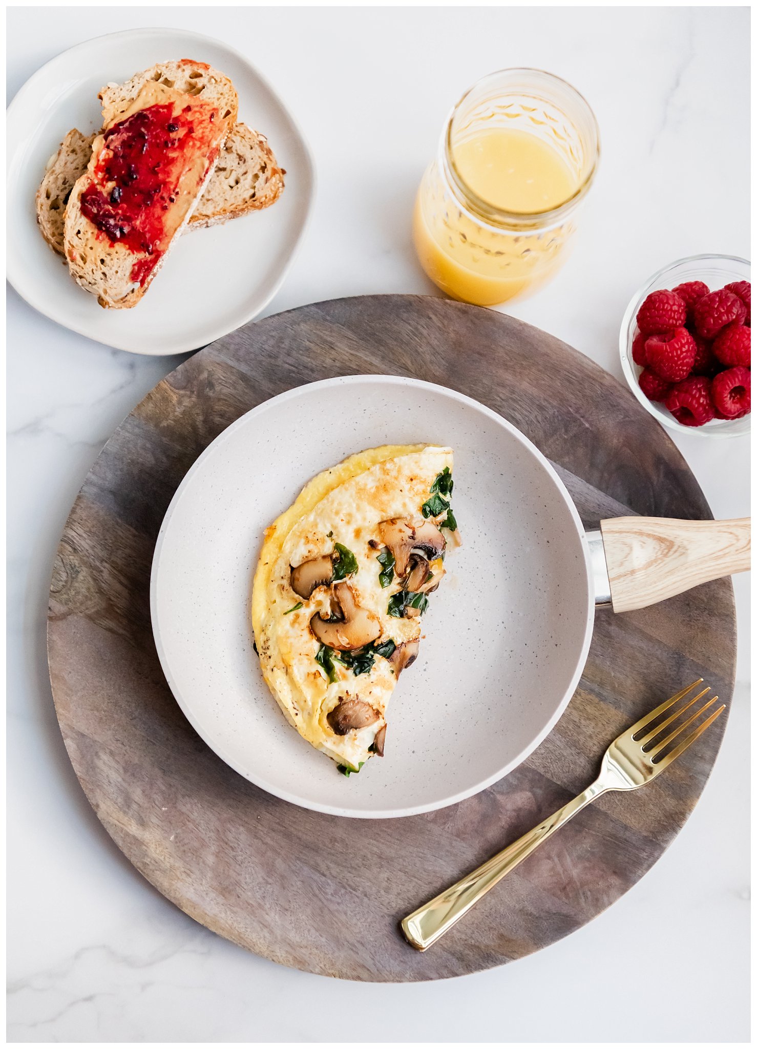 Featured image for “Spinach, Mushroom Omelet with Cowboy Butter”