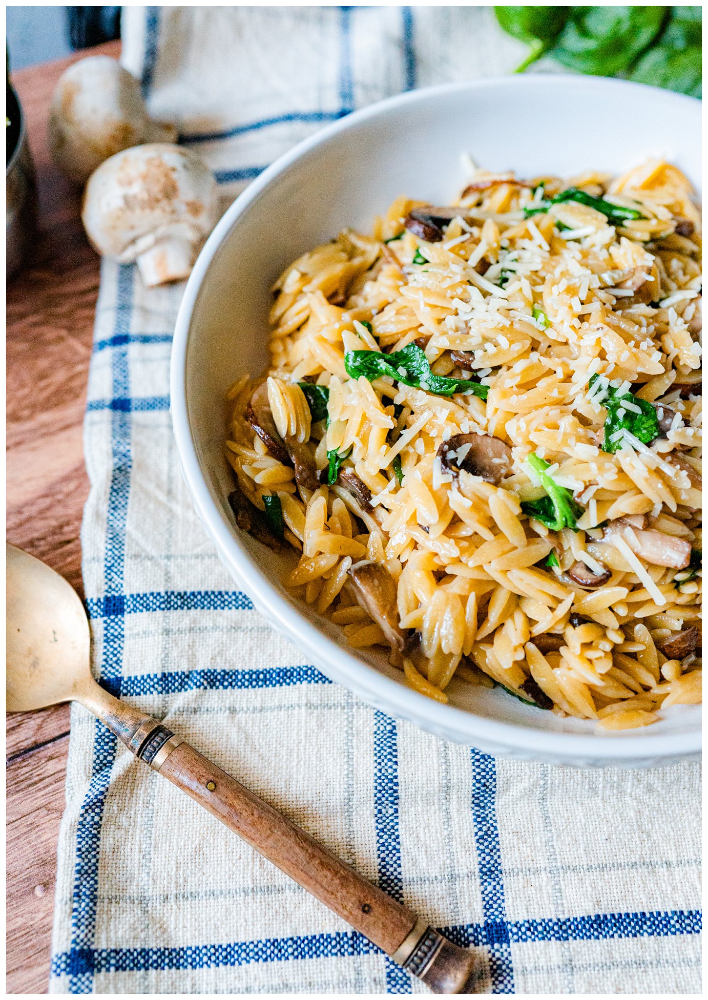 Featured image for “Mushroom Spinach Orzo”