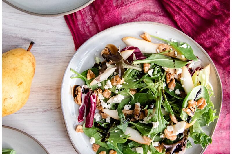 Pear Walnut Salad with Cinammon Pear Balsamic Vinegar